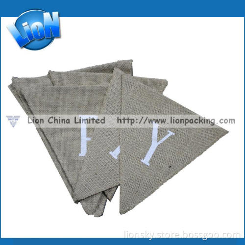 Hanging Custom Logo Jute Burlap Banner for Home Decorative (E-145)